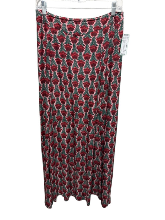 Natalie Martin Size S Pink, Green & Red Rayon Floral Back Zip A Line Maxi Skirt Pink, Green & Red / S