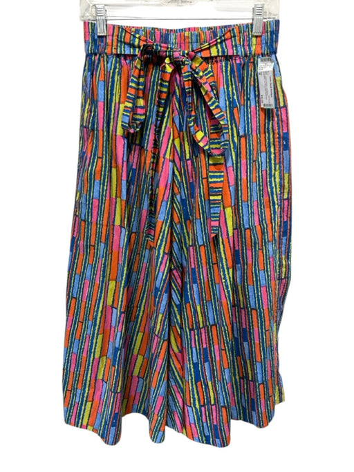 Aish Size M Multi Cotton Elastic Waistband Geometric Tie Waist Midi Skirt Multi / M