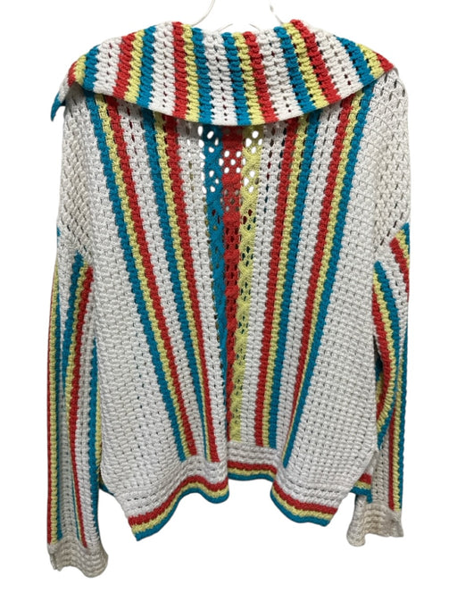 Solid & Striped Size XS White, Red & Multi Cotton Knit Striped V Neck Sweater White, Red & Multi / XS