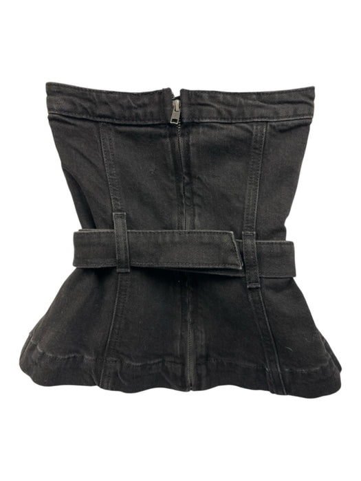 Reformation Size 2 Black Cotton Dendrite Belt Strapless Top Black / 2