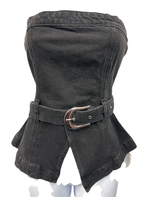 Reformation Size 2 Black Cotton Dendrite Belt Strapless Top Black / 2