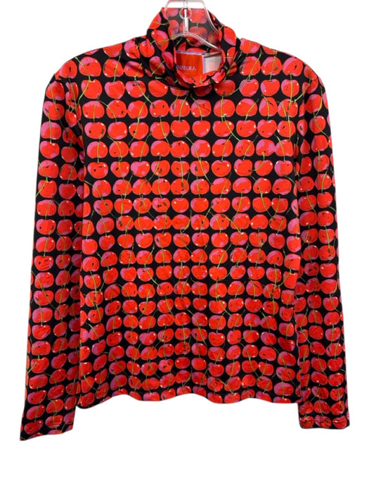 La Double J Size M Red, Green, Black Poliamide Mock Neck Cherries Top Red, Green, Black / M