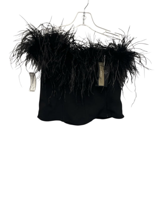 J Crew Size 4 Black Polyester Fringe Strapless Top Black / 4