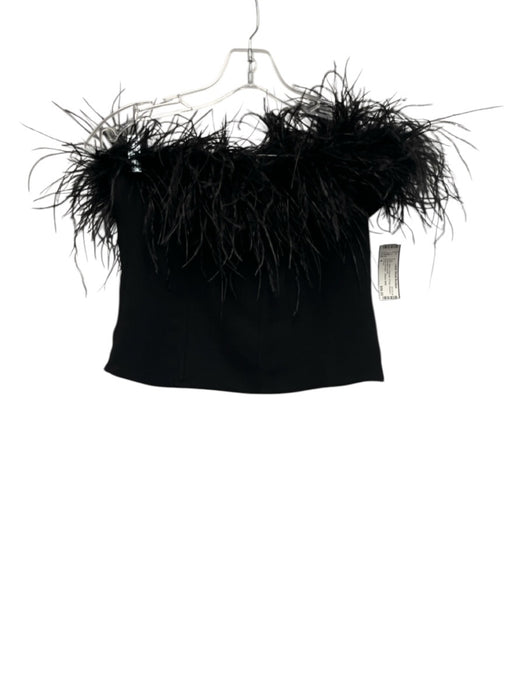 J Crew Size 4 Black Polyester Fringe Strapless Top Black / 4