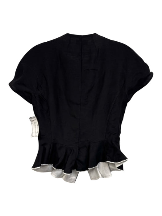 Staud Size 2 Black & White Wool Blend Zipper Cap Sleeve Peplum Top Black & White / 2