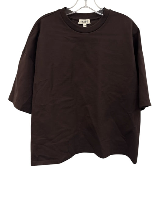 Staud Size XS/S Chocolate Brown Rayon Crew Neck Half Sleeve Top Chocolate Brown / XS/S