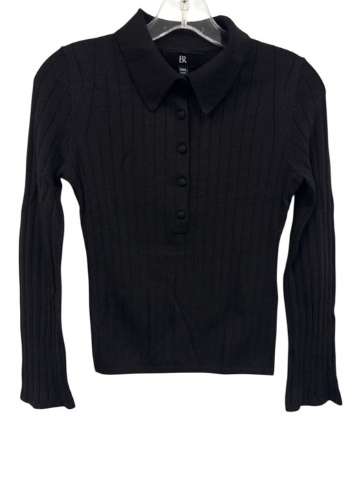 Banana Republic Size XXS Black Merino Ex Fine Wool Half Button Ribbed Sweater Black / XXS