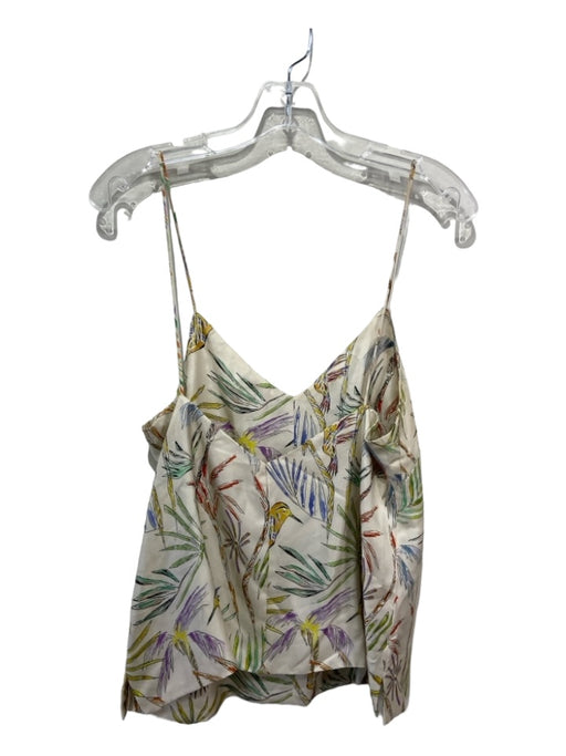 La Prestic Ouiston Size 1/S Cream & Multi Silk Spaghetti Strap Beach Scene Top Cream & Multi / 1/S