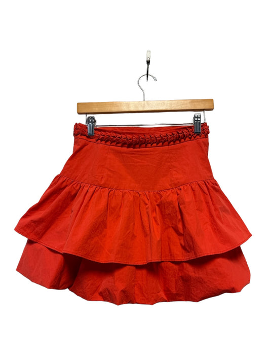 Rhode Size S Tomato Cotton Blend Braided Belt Side Zip Mini Skirt Tomato / S