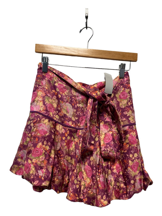 Loveshackfancy Size 6 Purple & tan print Rayon Blend Pleated Floral Skirt Purple & tan print / 6