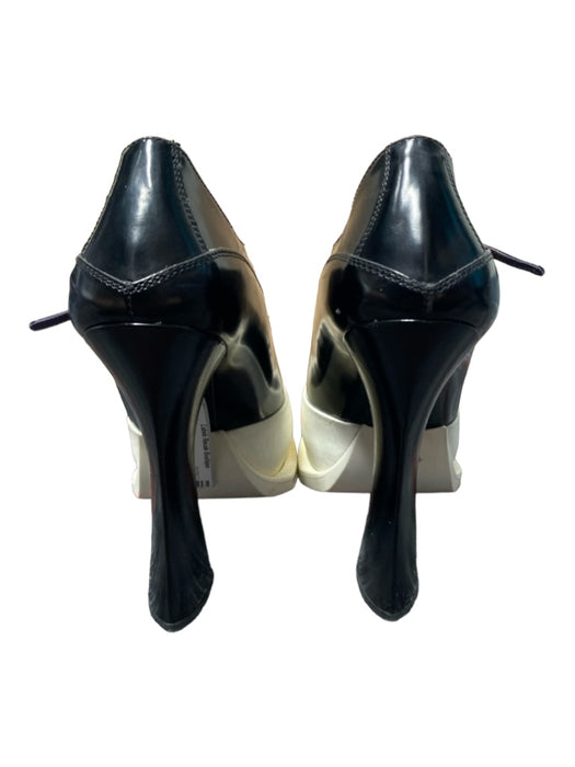 Prada Shoe Size 38 Black & White Leather & Rubber Mary Jane High Heel Shoes Black & White / 38