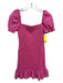Zara Size XS Pink Polyester Blend Smocked Short Puff Sleeve Ruffle Hem Dress Pink / XS