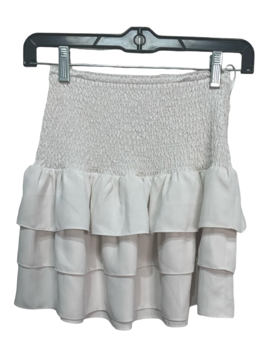 Amanda Uprichard Size XS White Polyester Smocked High Waist Tiered Skirt White / XS