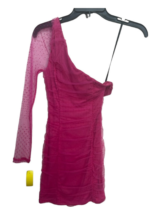 Majorelle Size XS Pink Acrylic One Shoulder Long Sleeve Swiss Dot Dress Pink / XS