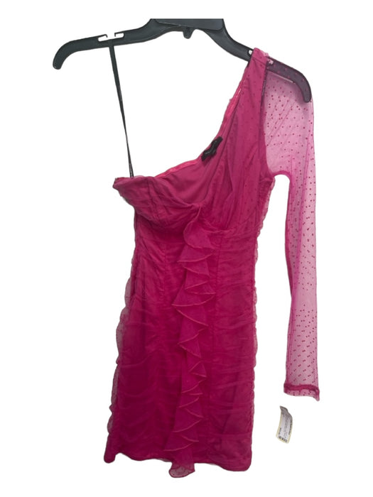 Majorelle Size XS Pink Acrylic One Shoulder Long Sleeve Swiss Dot Dress Pink / XS