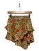 Misa Size XS Orange & Green Polyester Elastic Waist Floral Metallic Mini Skirt Orange & Green / XS