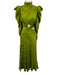 AMUR Size 4 Lime Green Viscose Floral Jacquard Puff Shoulder Turtleneck Dress Lime Green / 4