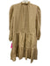 Veronica Beard Size 2 Khaki Beige Linen 3/4 Balloon Sleeve Tie V Neck Dress Khaki Beige / 2