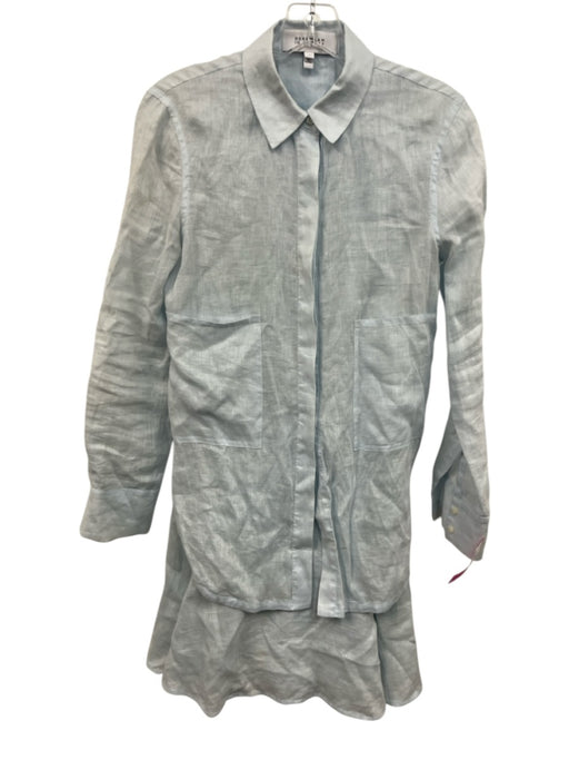 Derek Lam 10 Crosby Size 2 Light Blue Linen Long Sleeve Button Front Dress Light Blue / 2