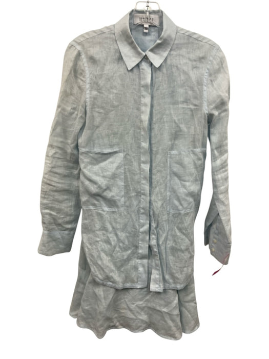 Derek Lam 10 Crosby Size 2 Light Blue Linen Long Sleeve Button Front Dress Light Blue / 2
