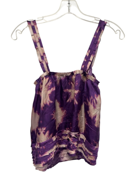Ulla Johnson Size 2 purple & pink Silk Tie Dye Sleeveless Ruffle Detail Tank Top purple & pink / 2