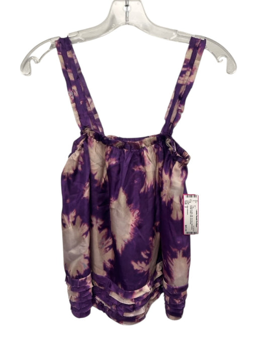 Ulla Johnson Size 2 purple & pink Silk Tie Dye Sleeveless Ruffle Detail Tank Top purple & pink / 2