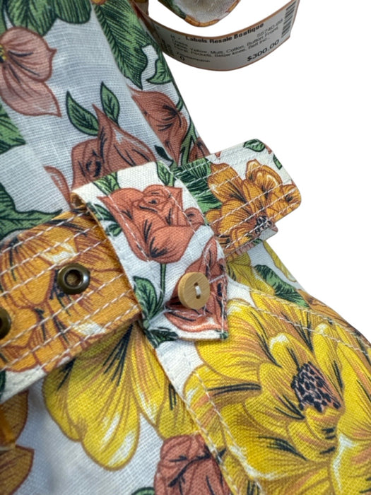 Zimmermann Size 0 White, Yellow, Multi Cotton Button Front Floral Pockets Dress White, Yellow, Multi / 0