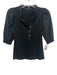 Veronica Beard Jeans Size XS Black Cotton 3/4 Sleeve 1/2 Button Ribbed Top Black / XS