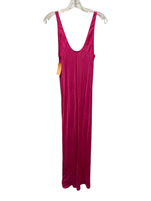 L'agence Size S Pink Viscose & Rayon Sleeveless Shine Maxi Scoop neck Dress Pink / S