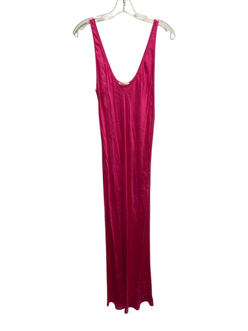 L'agence Size S Pink Viscose & Rayon Sleeveless Shine Maxi Scoop neck Dress Pink / S