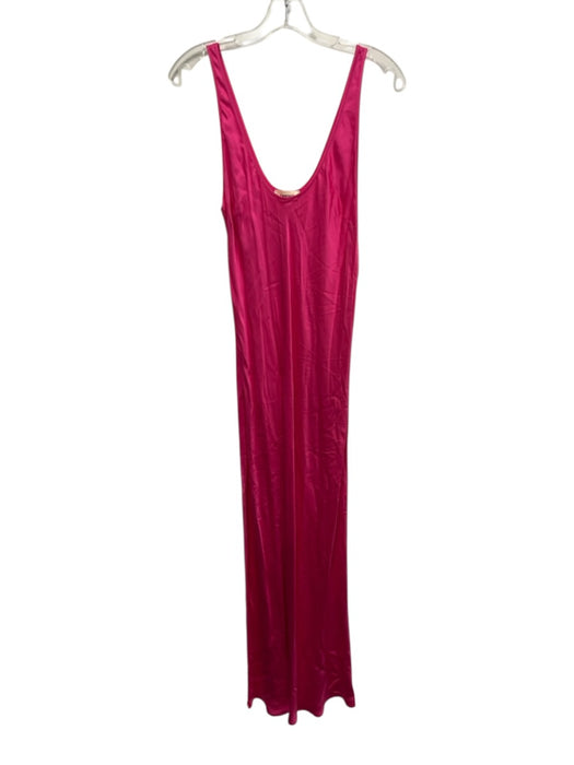 L'agence Size S Pink Viscose & Rayon Sleeveless Shine Maxi Scoop neck Dress Pink / S