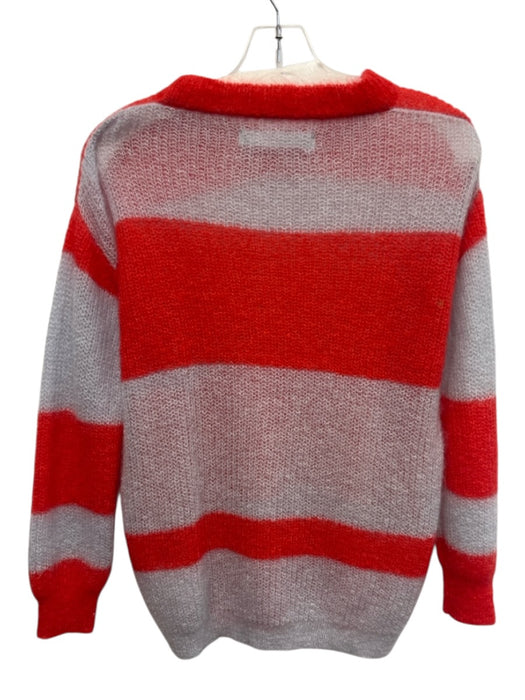 Humanoid Size S Orange & Gray Mohair Blend Long Sleeve Stripe Knit Sweater Orange & Gray / S