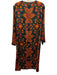 Zara Size Medium Brown, Orange, Green Polyester Long Sleeve Floral Midi Dress Brown, Orange, Green / Medium