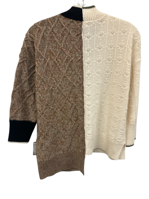 Veronica Beard Size XS White, Orange, Black Merino Wool Long Sleeve Knit Sweater White, Orange, Black / XS