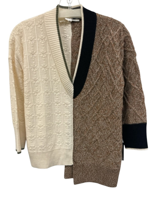 Veronica Beard Size XS White, Orange, Black Merino Wool Long Sleeve Knit Sweater White, Orange, Black / XS