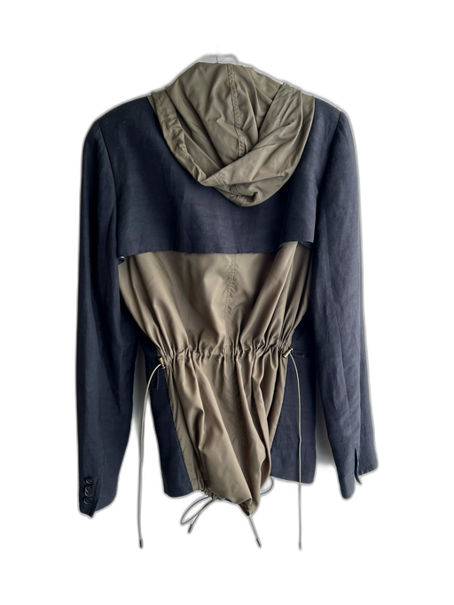 Veronica Beard Size 10 Black & Army Green Viscose & Linen Blazer Jacket Black & Army Green / 10