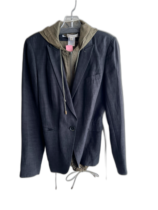 Veronica Beard Size 10 Black & Army Green Viscose & Linen Blazer Jacket Black & Army Green / 10