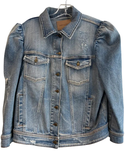 Retrofete Size XL Light Wash Cotton Denim Ripped Button Front Jean Jacket Jacket Light Wash / XL