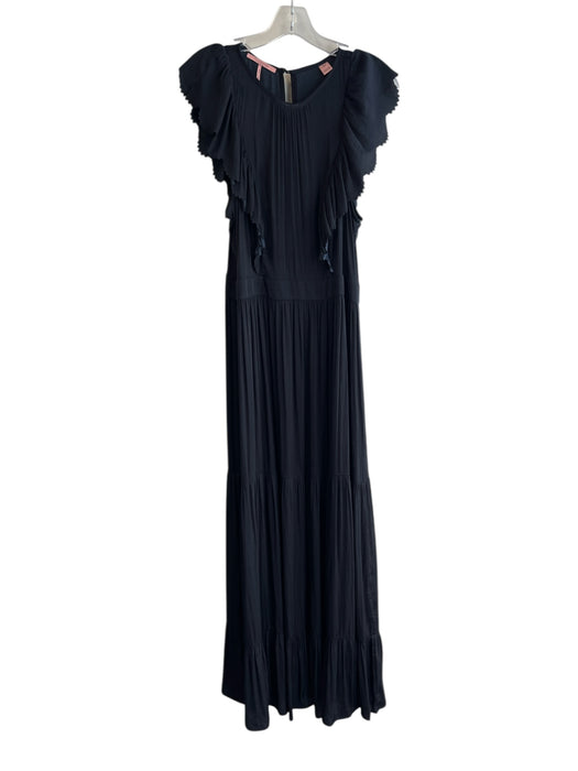 Scotch & Soda Size L Navy Blue Polyester Round Neck Cap Sleeve Solid Color Dress Navy Blue / L