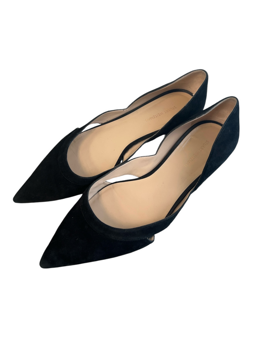 Stuart Weitzman Shoe Size 9.5 Black Suede Leather Cut Out Pointed Toe Shoes Black / 9.5
