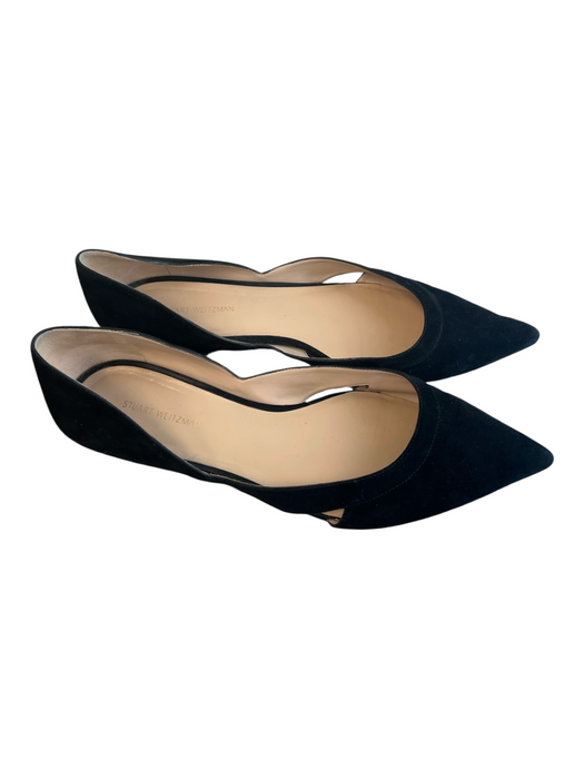 Stuart Weitzman Shoe Size 9.5 Black Suede Leather Cut Out Pointed Toe Shoes Black / 9.5