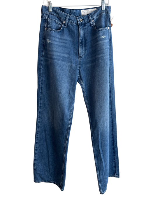 Rag & Bone Size 28 Blue 100% Cotton Denim Whiskering Relaxed Straight Jeans Blue / 28