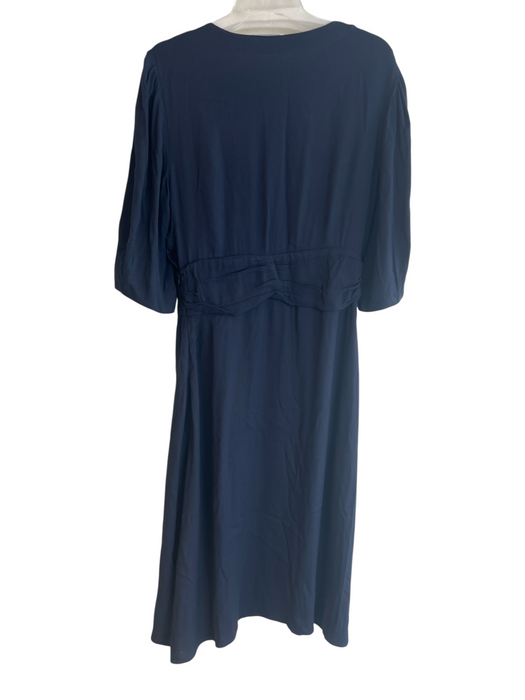 Ba&sh Size 3 Navy Viscose Shoulder buttons Round Neck Half Sleeve Dress Navy / 3