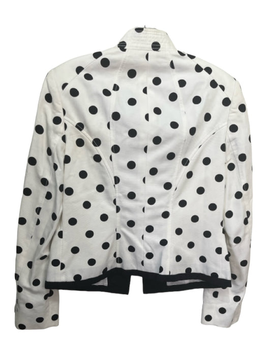 Carlisle Size 8 White & Black Cotton Flap Pocket Polka Dot Long Sleeve Jacket White & Black / 8