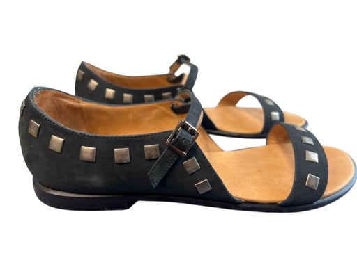 Theory Shoe Size 40 Black Leather Silver Hardware Open Toe Buckle Strap Shoes Black / 40
