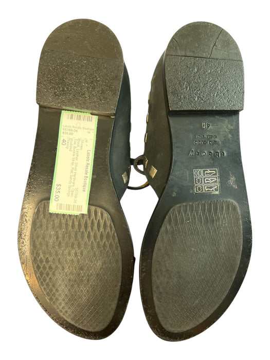 Theory Shoe Size 40 Black Leather Silver Hardware Open Toe Buckle Strap Shoes Black / 40