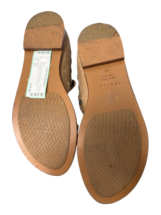 Theory Shoe Size 40 Tan Leather Silver Hardware Open Toe Buckle Strap Flat Shoes Tan / 40
