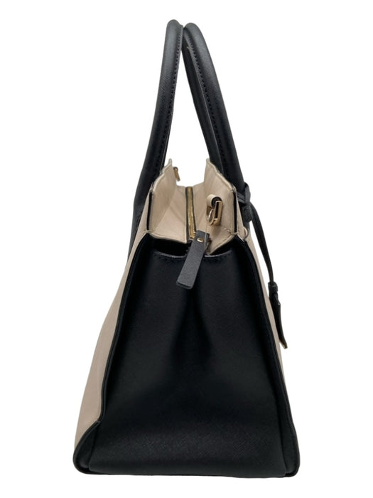 Kate Spade Beige & Black Saffiano Leather Double Top Handle Colorblock Bag Beige & Black / L