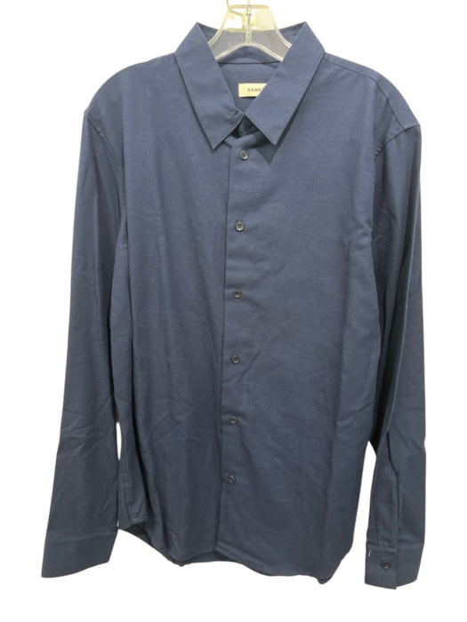 Sandro NWT Size L Navy Blue Cotton Button Down Men's Long Sleeve Shirt Navy Blue / L