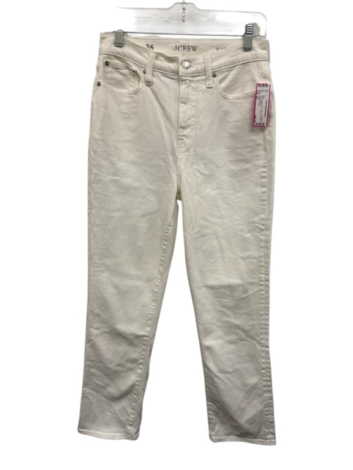 J Crew Size 26 White Cotton Denim High Rise Straight Leg Jeans White / 26